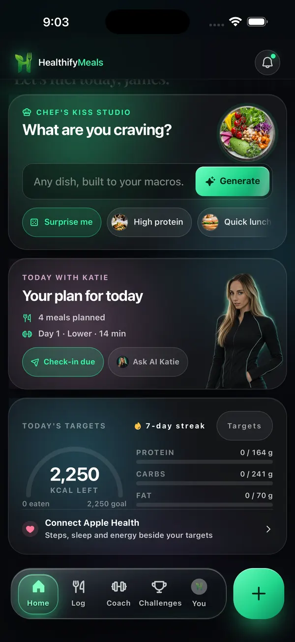 Today's targets on Home with the Apple Health band